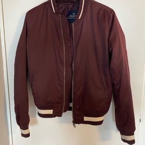 American Eagle Burgundy Bomber Jacket